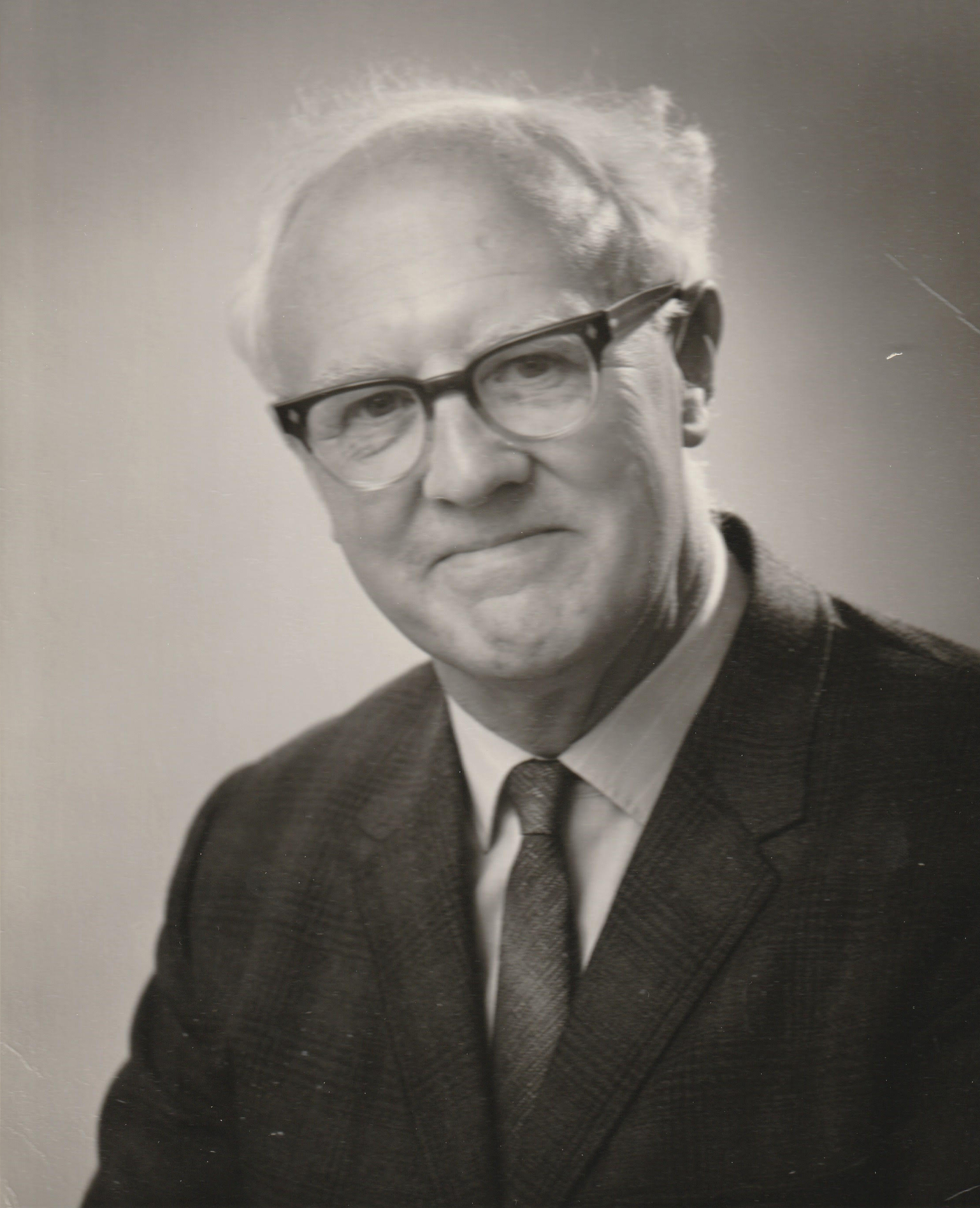 Scan of official photographic portrait of particle physicist Carl Westcott, supplied by his newphew, Peter Coggan.